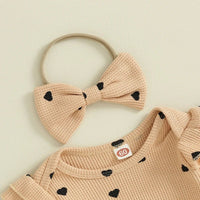 Waffle Hearts Tracksuit and Bow - The Ollie Bee
