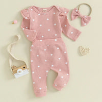 Waffle Hearts Tracksuit and Bow - The Ollie Bee