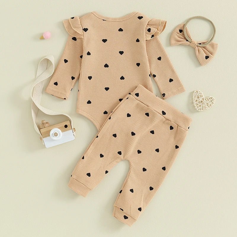 Waffle Hearts Tracksuit and Bow - The Ollie Bee