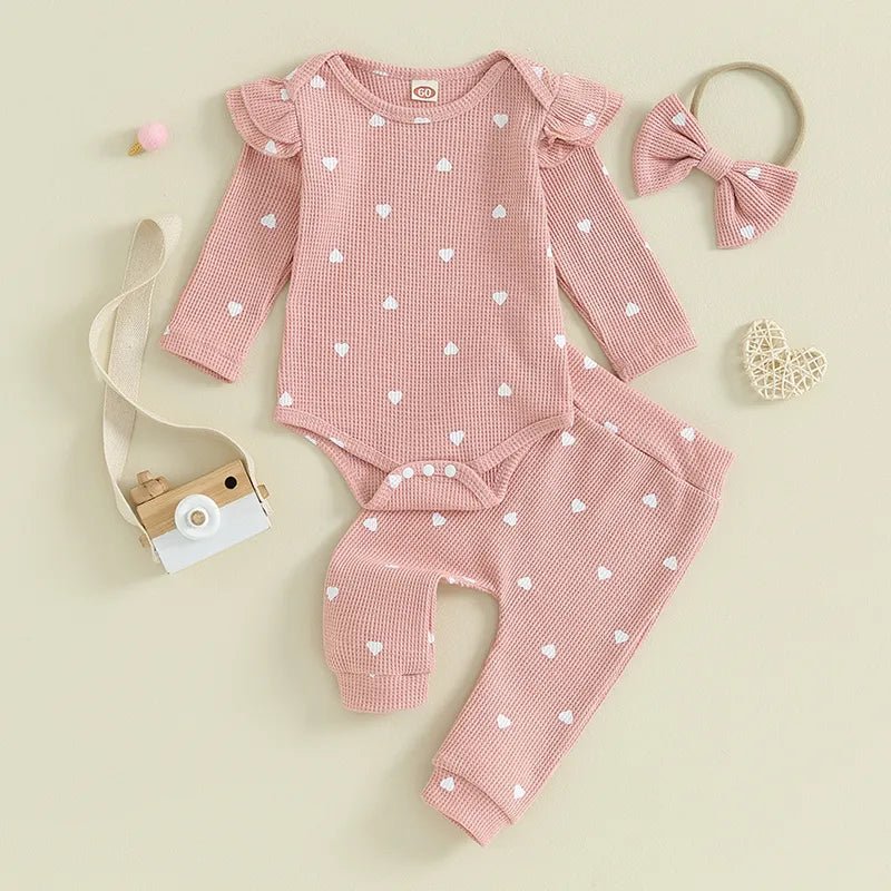 Waffle Hearts Tracksuit and Bow - The Ollie Bee