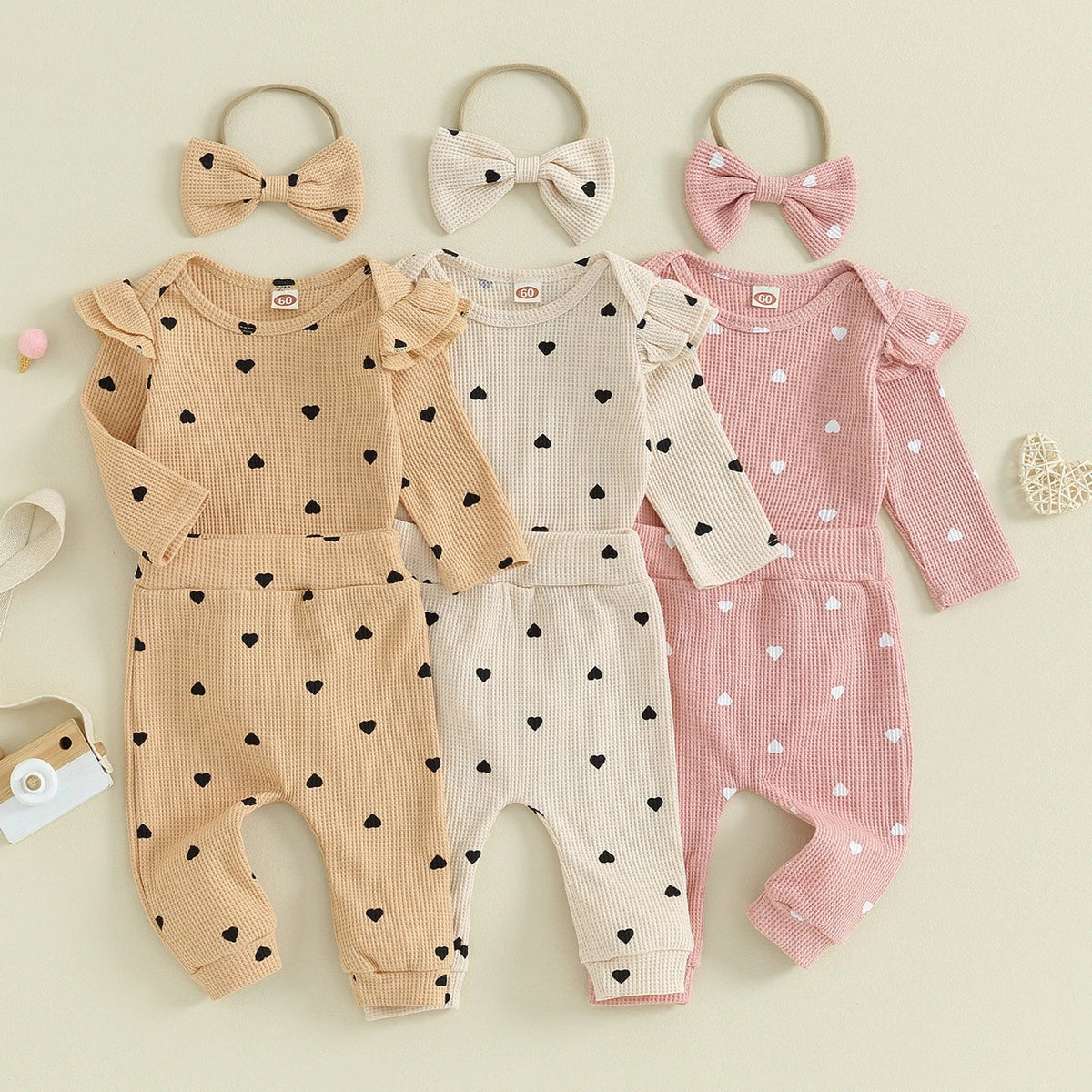 Waffle Hearts Tracksuit and Bow - The Ollie Bee