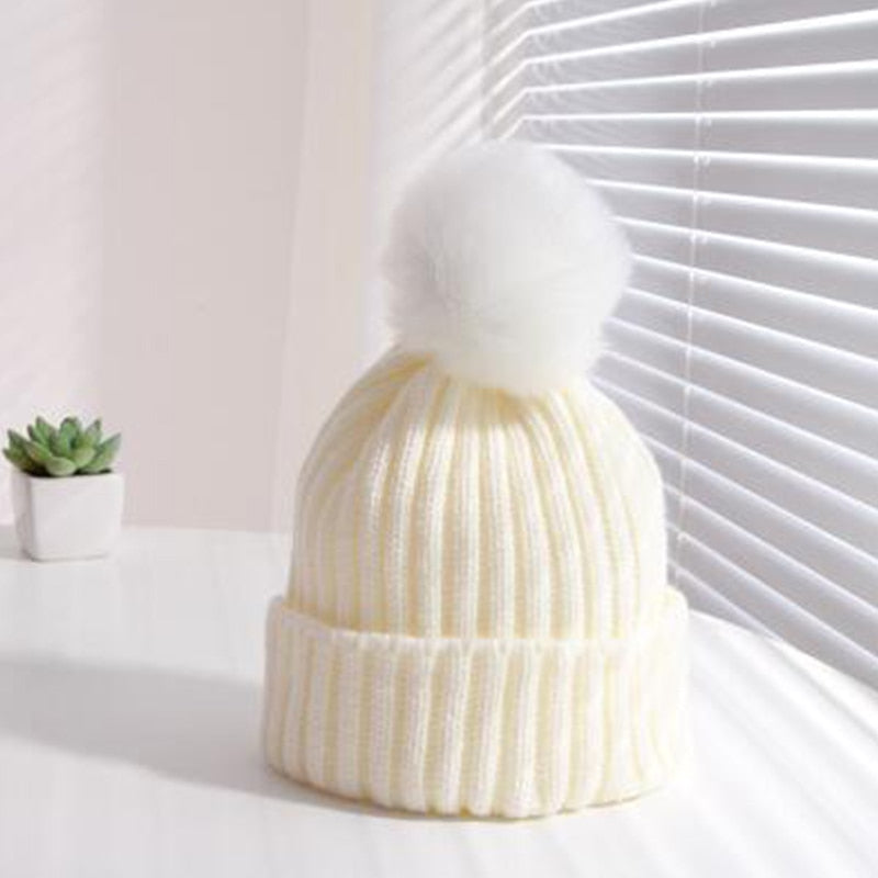 Knit Beanie with Plush Top