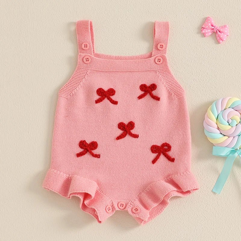 Bows and Buttons Knit Romper - The Ollie Bee