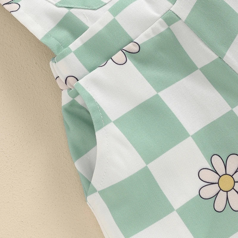 Checkerboard Daisy Overalls - The Ollie Bee