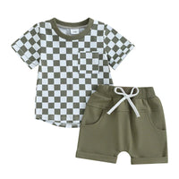 Checkerboard Pocket Tee Set - The Ollie Bee