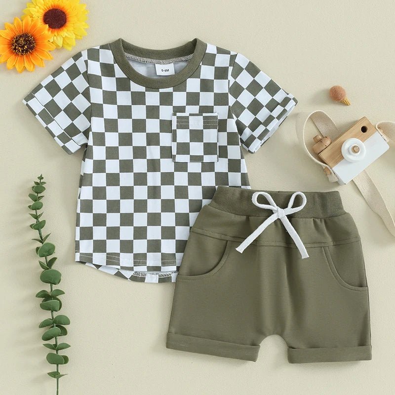 Checkerboard Pocket Tee Set - The Ollie Bee