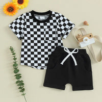 Checkerboard Pocket Tee Set - The Ollie Bee