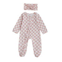 Checkerboard Ruffle Footie Set - The Ollie Bee