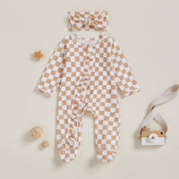 Checkerboard Ruffle Footie Set - The Ollie Bee