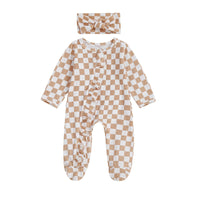 Checkerboard Ruffle Footie Set - The Ollie Bee