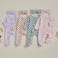 Checkerboard Ruffle Footie Set - The Ollie Bee