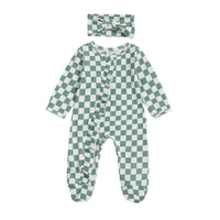 Checkerboard Ruffle Footie Set - The Ollie Bee