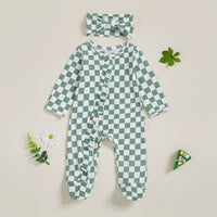 Checkerboard Ruffle Footie Set - The Ollie Bee