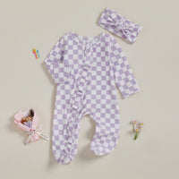 Checkerboard Ruffle Footie Set - The Ollie Bee