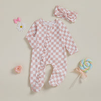 Checkerboard Ruffle Footie Set - The Ollie Bee