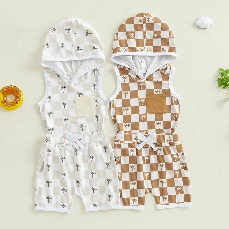 Checkered Palms Sleeveless Set - The Ollie Bee