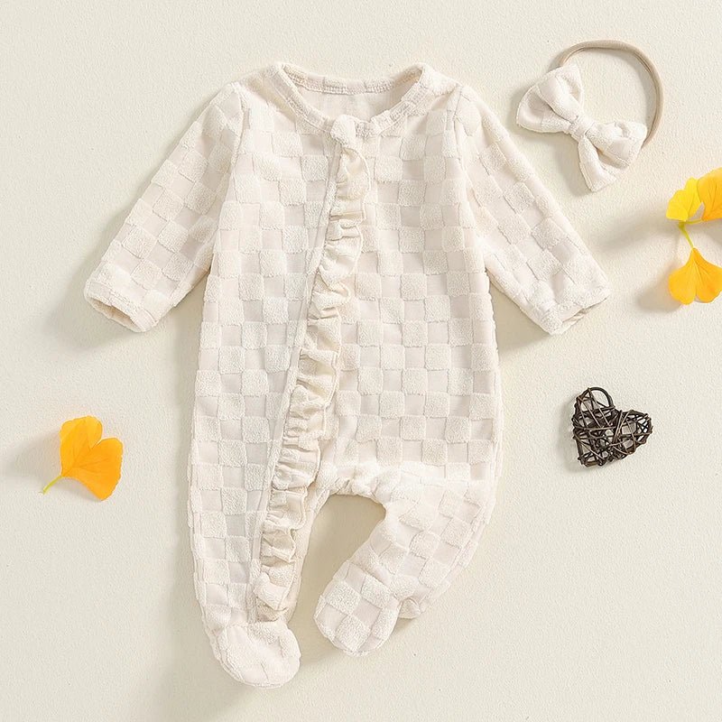 Checkered Terry Cloth Footie Set - The Ollie Bee