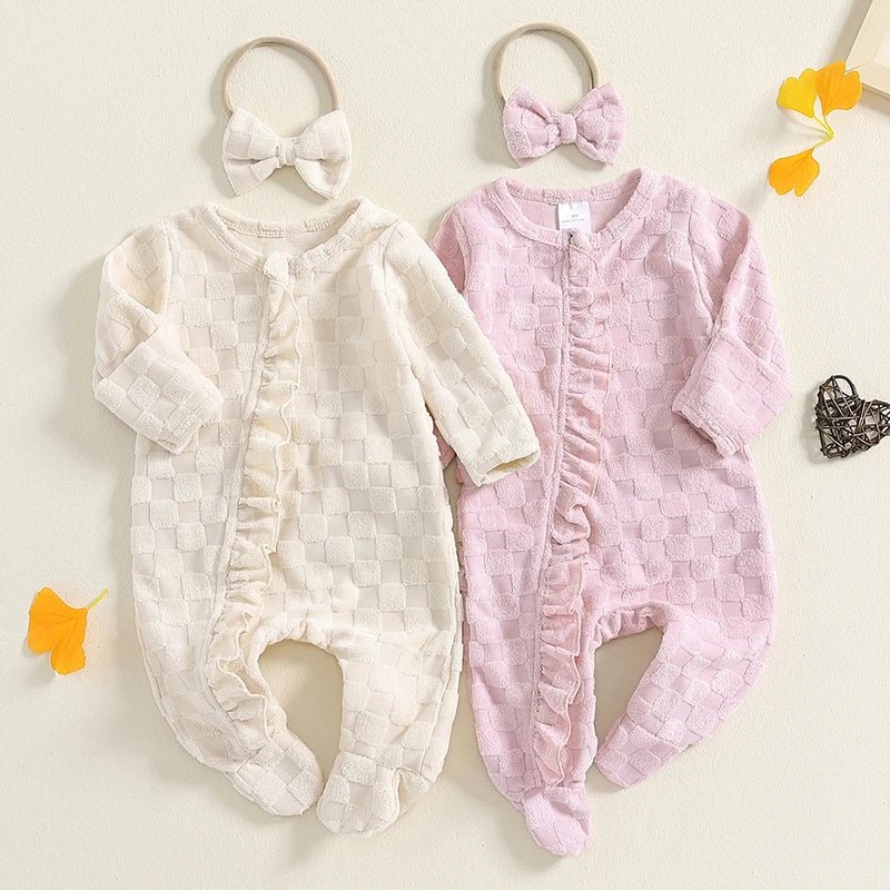 Checkered Terry Cloth Footie Set - The Ollie Bee