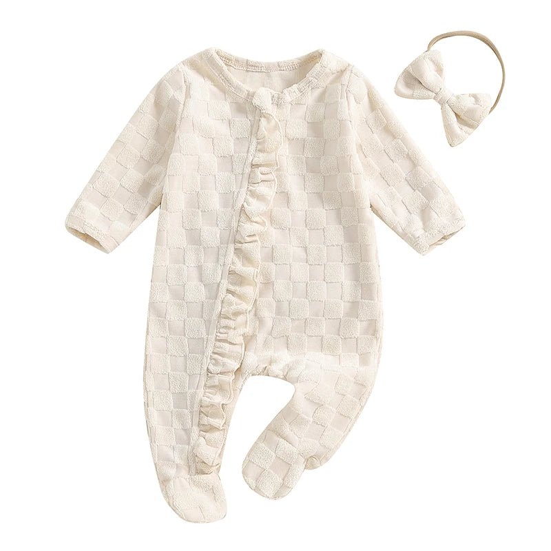 Checkered Terry Cloth Footie Set - The Ollie Bee