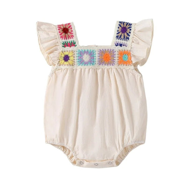 Crochet Strap Flutter Romper - The Ollie Bee
