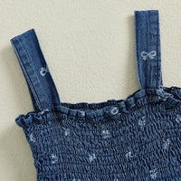 Denim Bows Onesie Dress - The Ollie Bee
