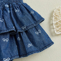 Denim Bows Onesie Dress - The Ollie Bee