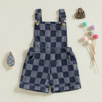 Denim Checkerboard Overalls - The Ollie Bee