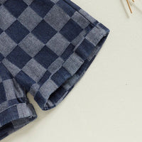 Denim Checkerboard Overalls - The Ollie Bee