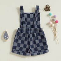 Denim Checkerboard Overalls - The Ollie Bee