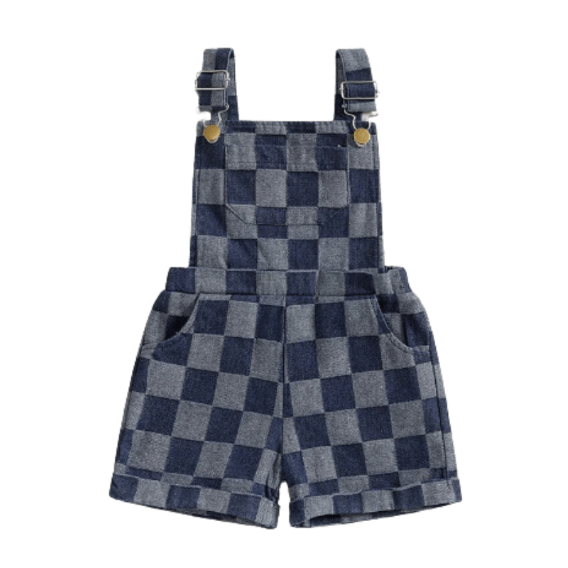 Denim Checkerboard Overalls - The Ollie Bee