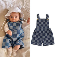 Denim Checkerboard Overalls - The Ollie Bee