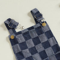 Denim Checkerboard Overalls - The Ollie Bee