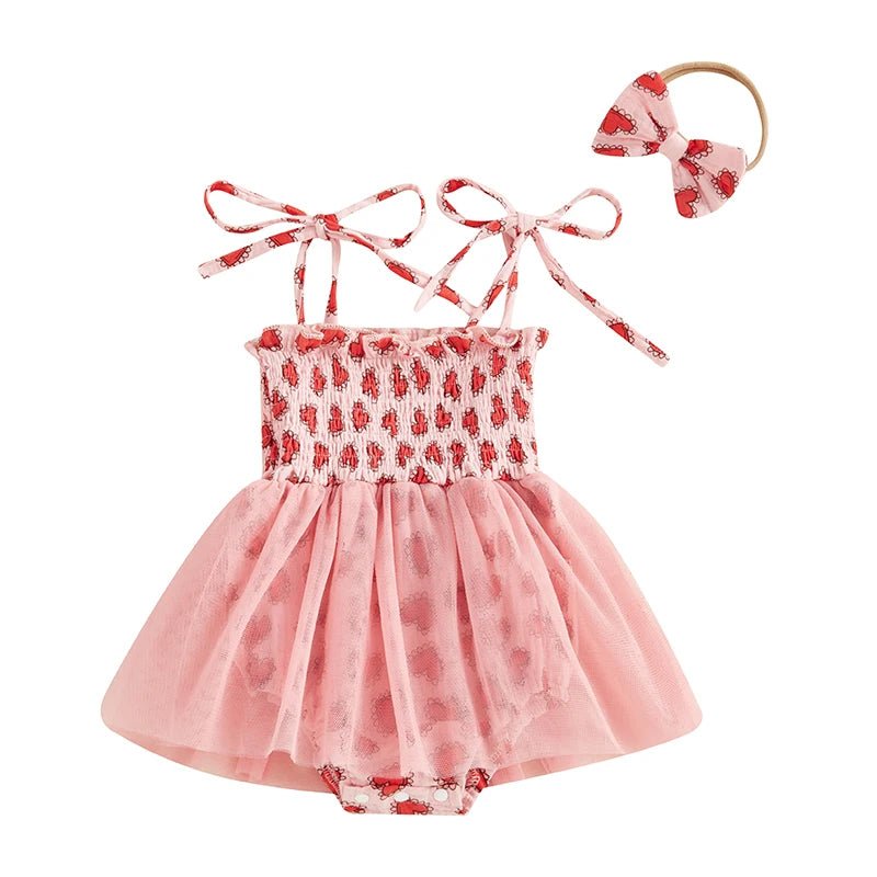 Doily Heart Tulle Onesie and Bow - The Ollie Bee