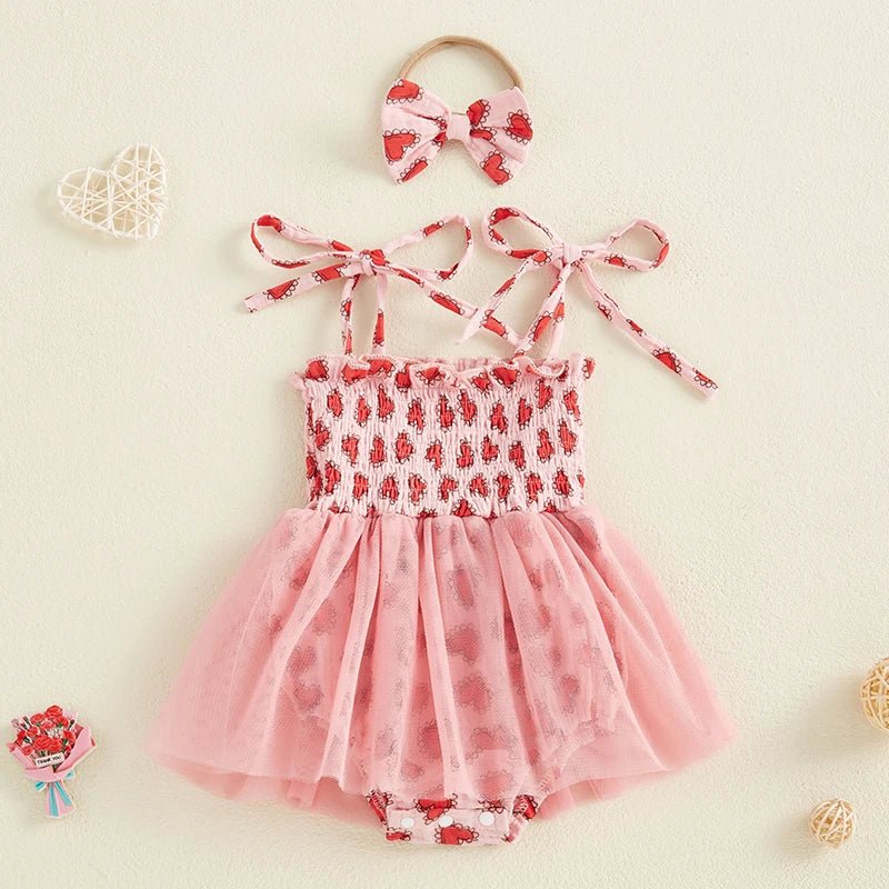 Doily Heart Tulle Onesie and Bow - The Ollie Bee