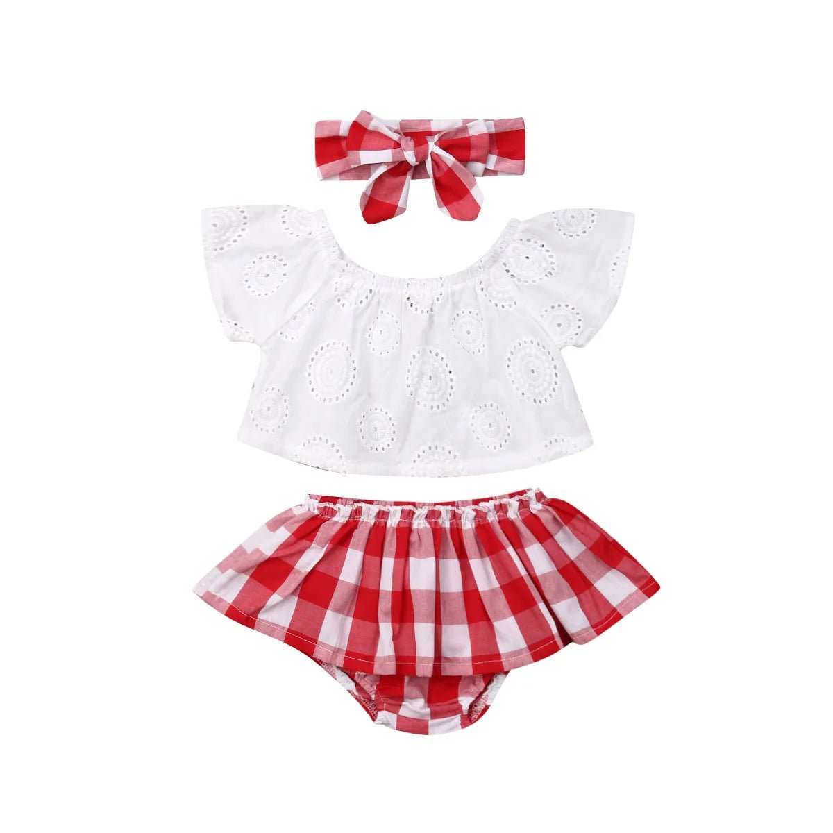 Eyelet Plaid Set - The Ollie Bee