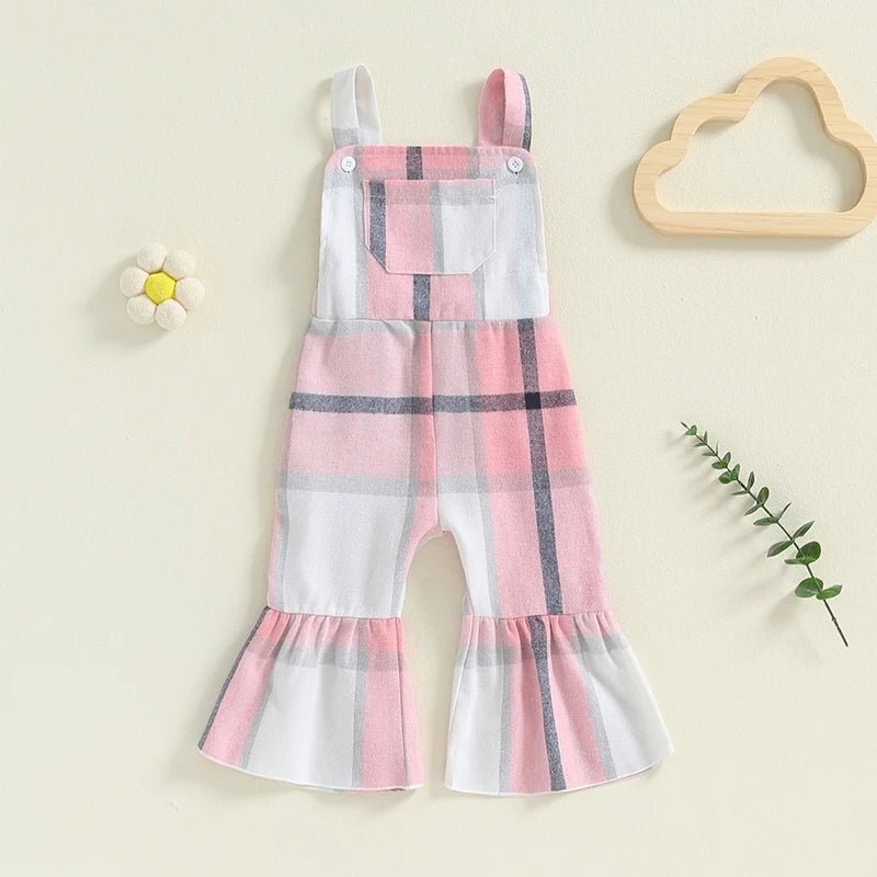 Flannel Flare Pant Overalls - The Ollie Bee