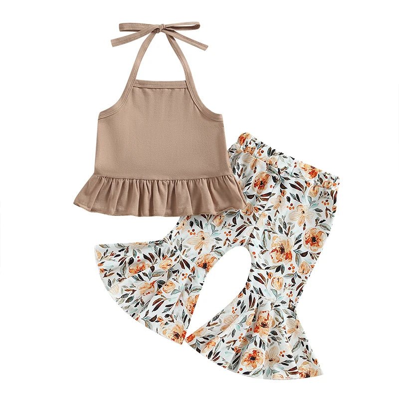 Floral Flare Pant Halter Set - The Ollie Bee