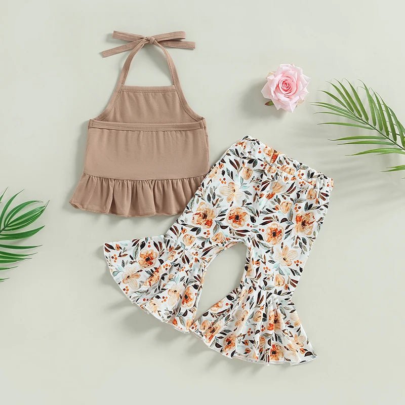 Floral Flare Pant Halter Set - The Ollie Bee