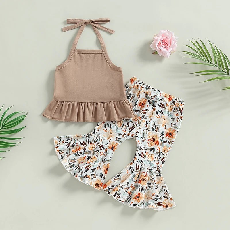 Floral Flare Pant Halter Set - The Ollie Bee