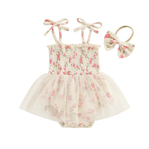 Floral Tulle Onesie and Headband - The Ollie Bee