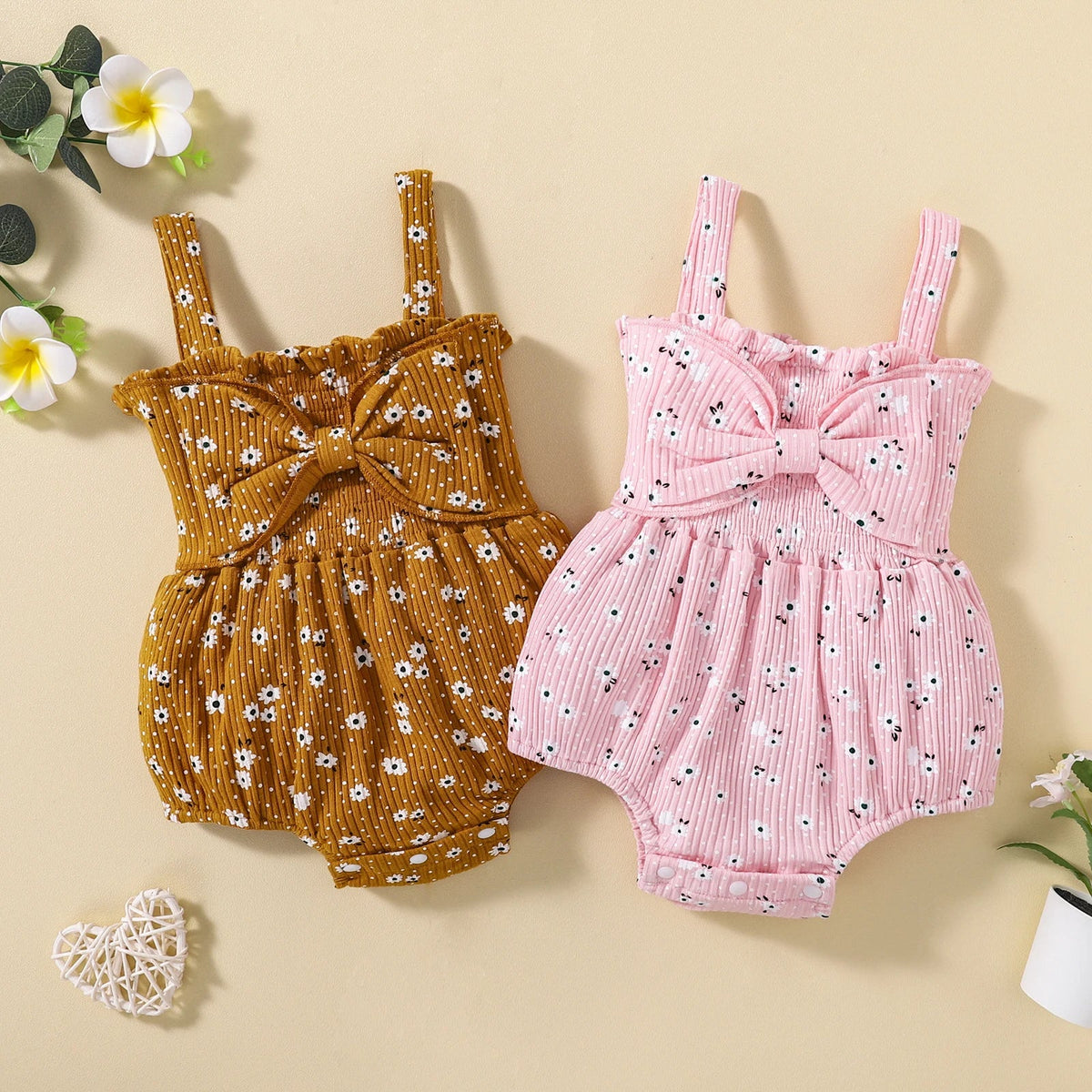 Flower & Dot Bow Onesie - The Ollie Bee