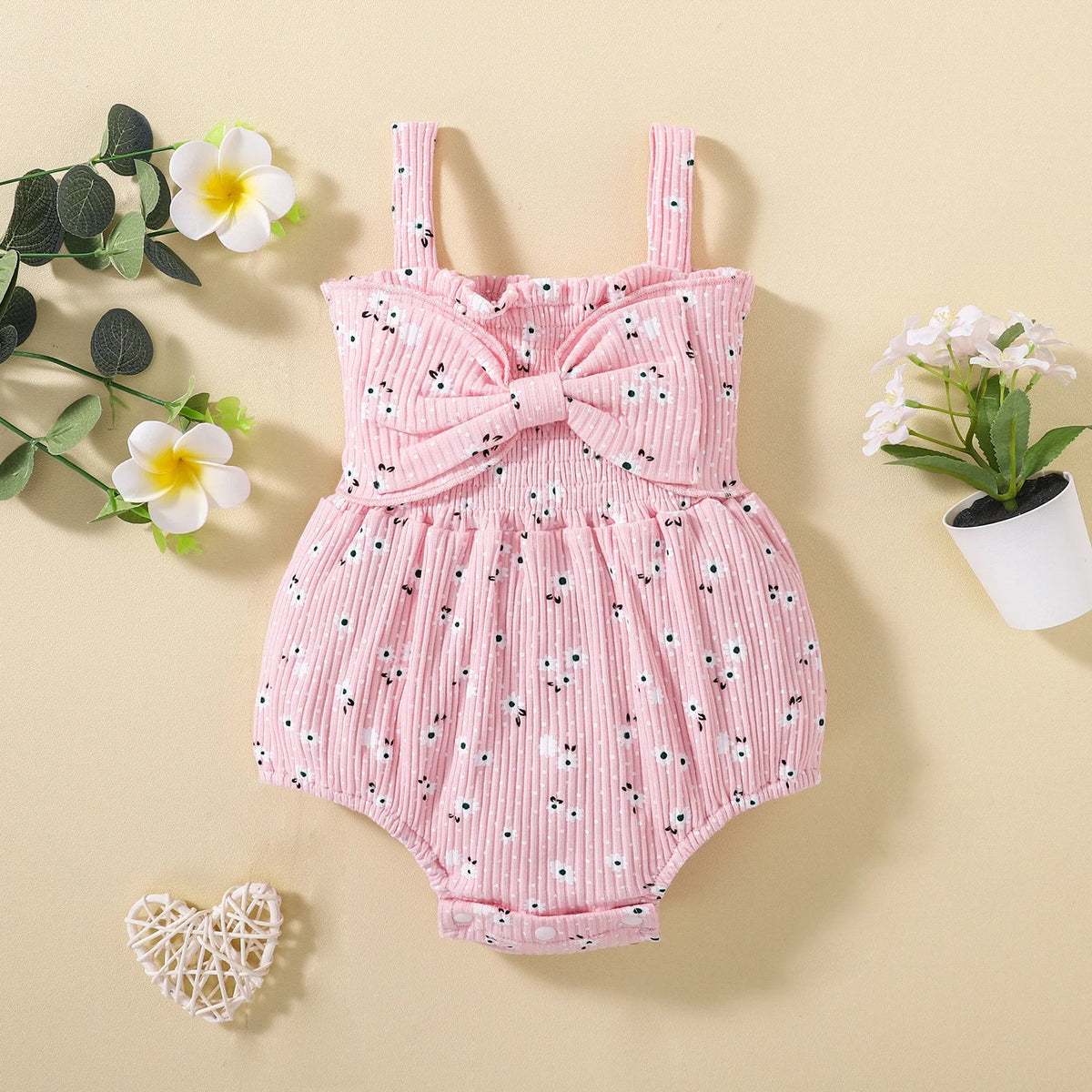 Flower & Dot Bow Onesie - The Ollie Bee