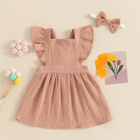 Fly Sleeve Square Neck Dress with Headband - The Ollie Bee