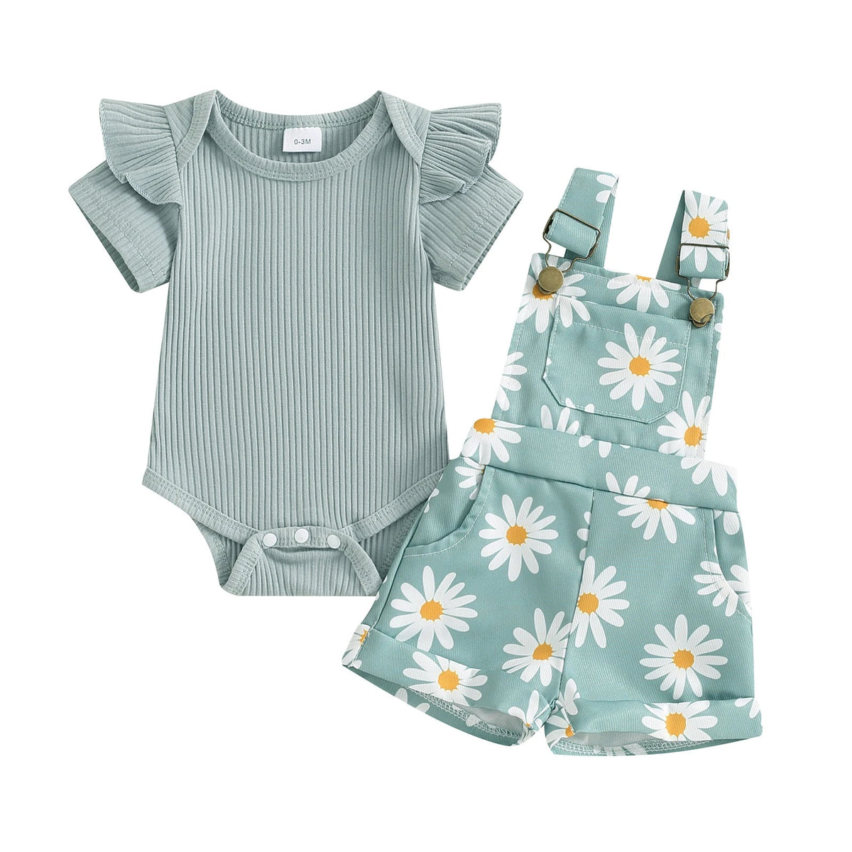 Gerber Daisy Overalls Set - The Ollie Bee