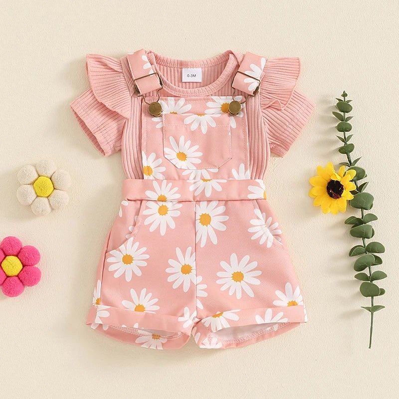 Gerber Daisy Overalls Set - The Ollie Bee