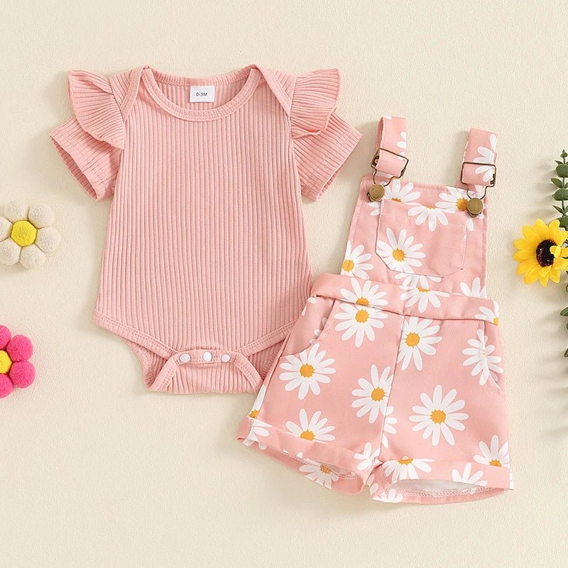 Gerber Daisy Overalls Set - The Ollie Bee