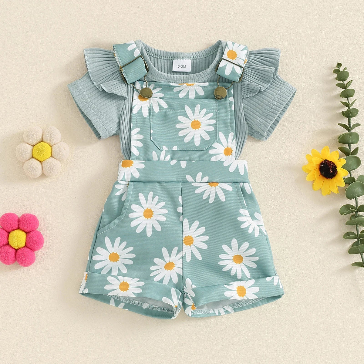 Gerber Daisy Overalls Set - The Ollie Bee