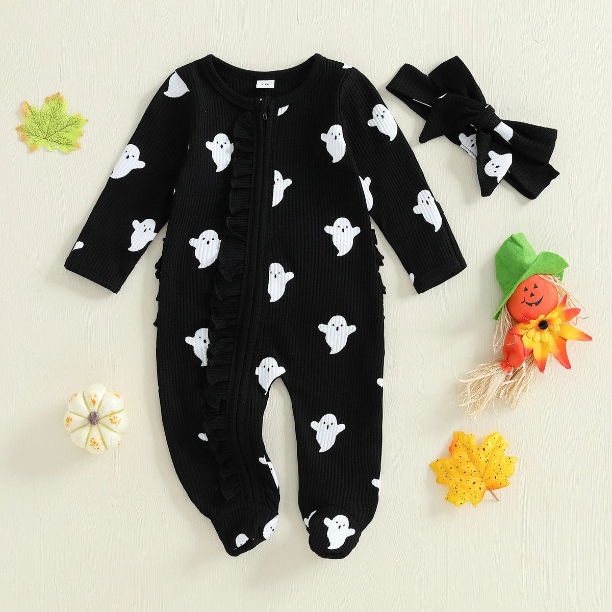 Ghost Ruffles Footie - The Ollie Bee