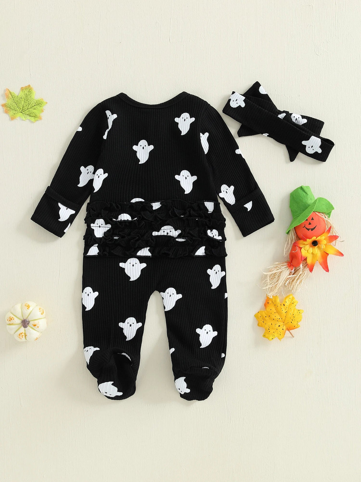 Ghost Ruffles Footie - The Ollie Bee