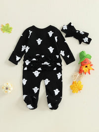 Ghost Ruffles Footie - The Ollie Bee